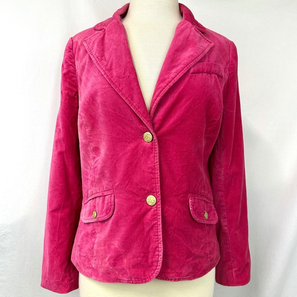 OLD NAVY Vintage Y2K Hot Pink Velvet Blazer Jacket Regina George Women's M Gold‎